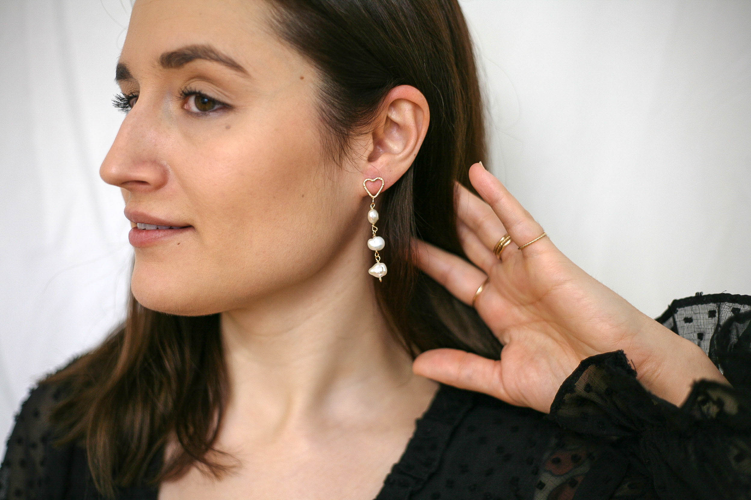 Boucles d'oreilles coeur perle goutte