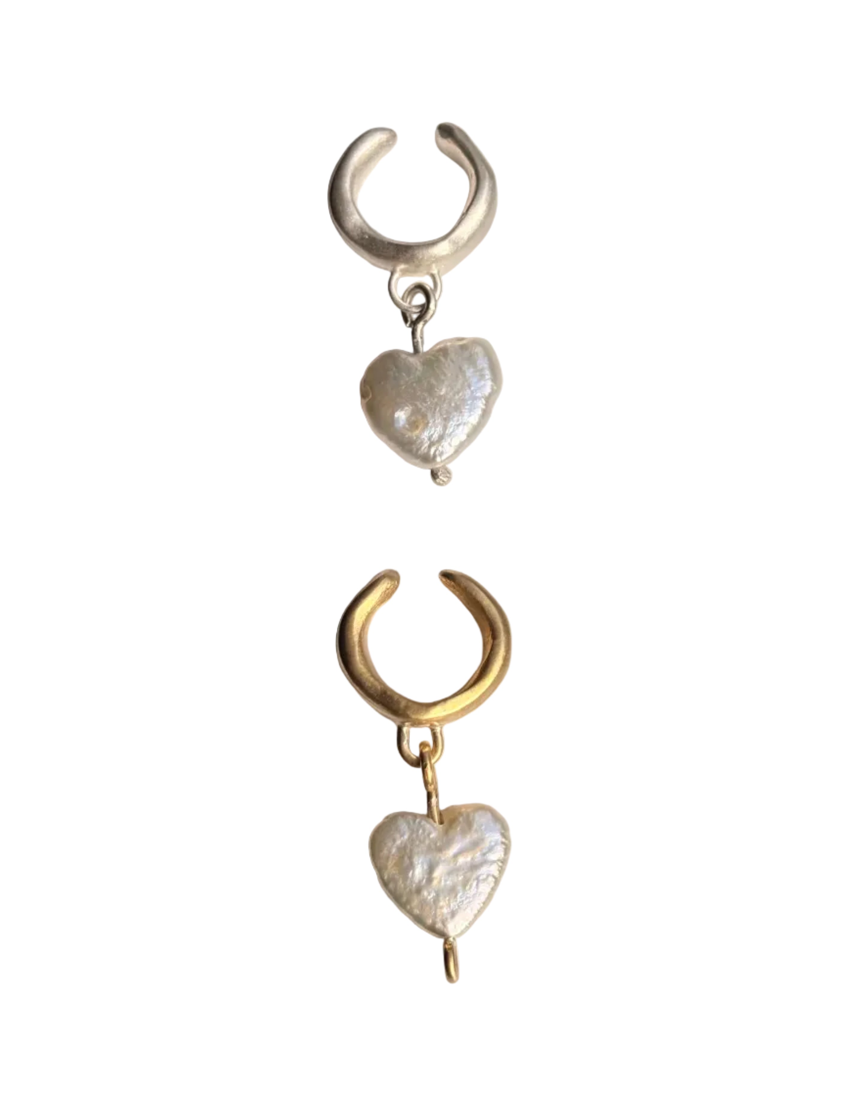Pearl heart ear cuff